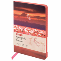Блокнот МАЛЫЙ ФОРМАТ (100х150 мм) А6, BRAUBERG VISTA 'Flamingo', под кожу, гибкий, тиснение фольга,