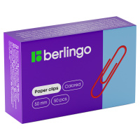 Скрепки канцелярские Berlingo 50мм, цветные, 50шт/уп
