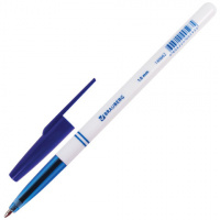 Шариковая ручка Brauberg Офисная синяя, 0.5мм, белый корпус