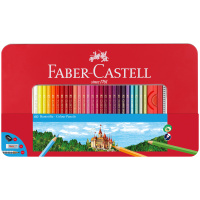 Карандаши цветные Faber-Castell 'Замок', 60цв., шестигр., заточ.+2ч/г кар. Grip+ластик+точилка, мета