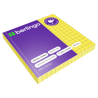 Блок для записей с клейким краем Berlingo Ultra Sticky желтый, в клетку, неон, 80 листов